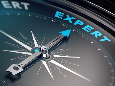 Kompassnadel zeigt auf das Wort Expert