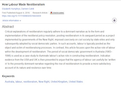 Abstract of the scientific paper "How Labour Made Neoliberalism"