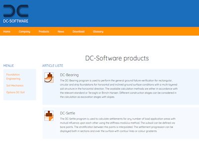 Screenshot of the Products section of the Doster & Christmann Website